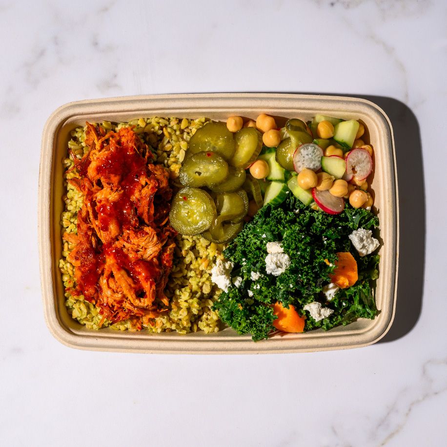 Hot Honey Pulled Pork & Pickles Grain Box 