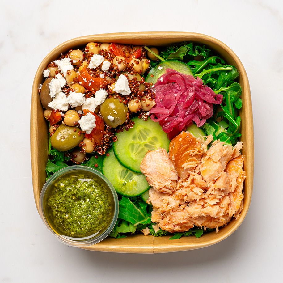 Hot Smoked Salmon & Pesto Bowl 